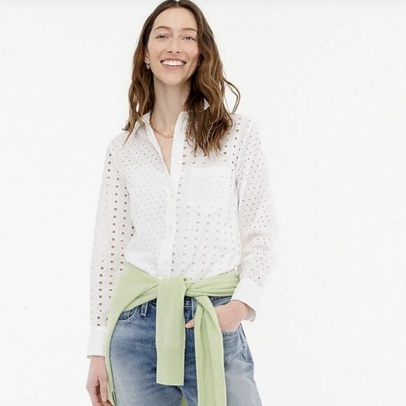 J. Crew Classic-Fit Shirt In Eyelet - Picture 1 of 10